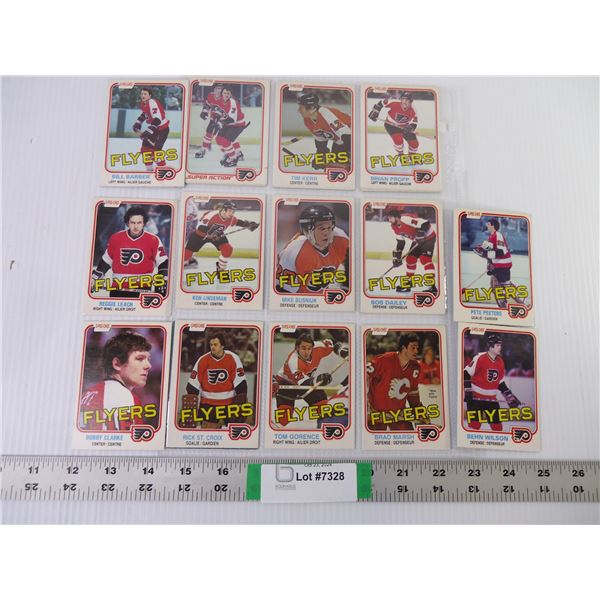 1981-82 as is sleeve of OPC (15) Philadelphia Flyer Cards-some doubles-authentic