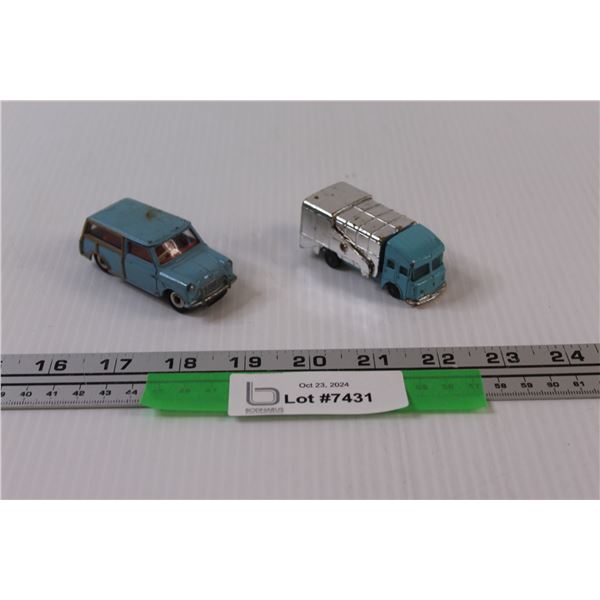 (2) Vintage Toy Cars - Dinky Toys "Austin Steven Countryman" & Husky S&D Refuse Van