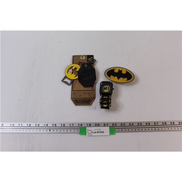 Batman Collectables - Belt Buckle, Watch & Keychain /Bottle Opener