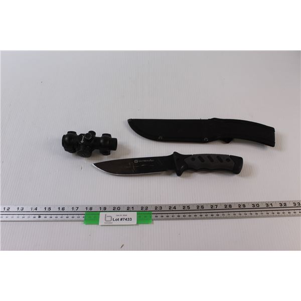 Crosman Red Dot Sight (Battery is Dead) & Outbound Camp Knife w/Sheath