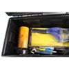 Image 7 : Large Plastic Tool Box with Assorted Tools - Box Cutter, Scissors and Wrenches 21'' x 10''