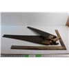 Image 1 : (2) Hand Saws and Carpenter's Square
