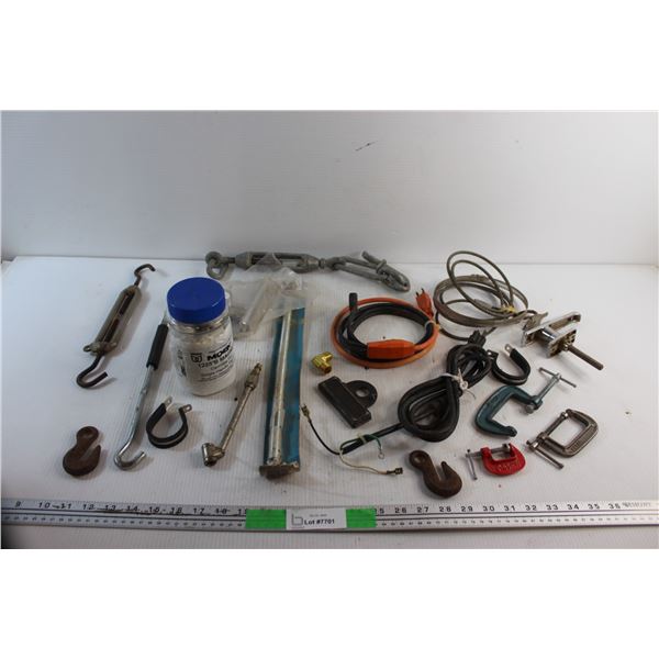 C Clamps, Door Spring, Cords, Hooks and Assorted Hardware