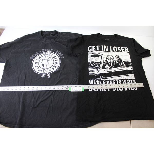 Old Milwaukee Brewing T-shirt (looks like size Lg) - Get In Loser T-shirt (size Sm)