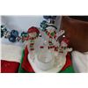 Image 3 : Large Candle - Wood Crafted Decoration - (3) stockings - Ring of Bells - Glass Snowmen Candle Holder
