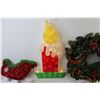 Image 3 : Christmas Items - Wreath - (5) Cane Lights & Candle Light (working) Stuffed Ziggy Doll - Ornaments