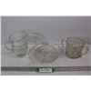 Image 1 : (3) Clear Glass Pieces, Picher, Small Food Tray, Cup