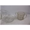 Image 3 : (3) Clear Glass Pieces, Picher, Small Food Tray, Cup