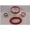 Image 3 : (4) Vintage Indiana Glass Dimond Point Ruby Flash Glass Pieces, Plate, Cups, Candy Dish