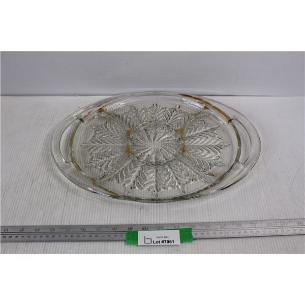 Glass Double Handled Divided Serving Tray