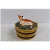 Image 2 : Vintage Ceramic Round Cow Butter Dish Made In Portugal