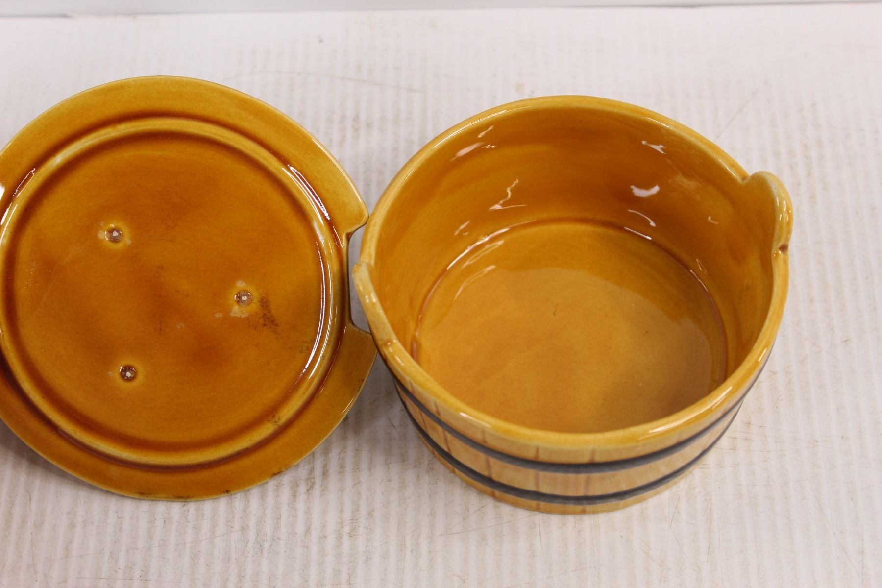 Vintage Ceramic Round Cow Butter Dish Made In Portugal