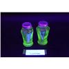 Image 1 : Hazel Atlas Uranium Glass Salt And Pepper Shakers, Art Deco Pattern
