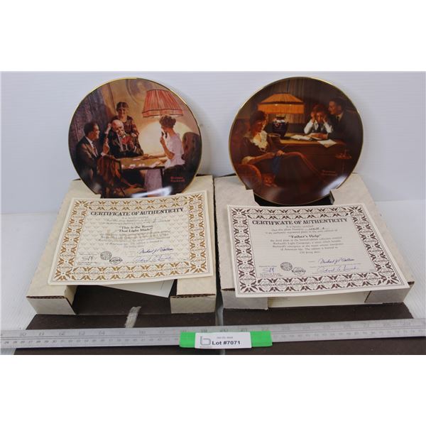 (2) Edwin M Knowles China Co. Collector Plates, Both w/ Certificate Of Authenticity