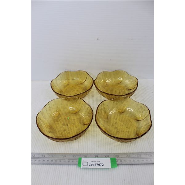 (4) Vintage PasaBache Amber Glass Bowls