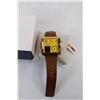 Image 2 : Skmei Men's Digital Watch Gold Face w/ Brown Band- NIB- Cannot Guarantee Authenticity