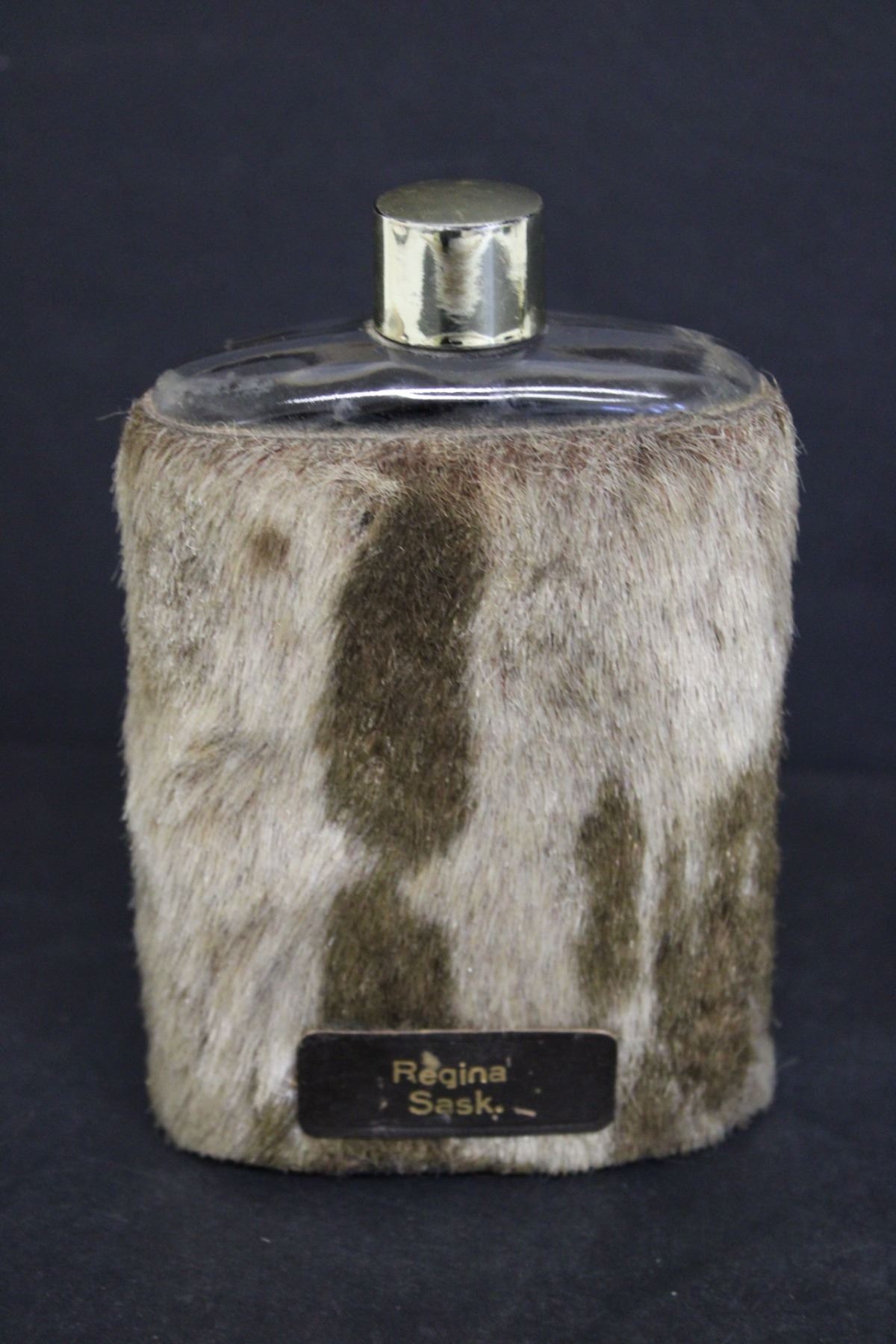 (2) Cow Hide Liquor Flasks, Regina and Saskatoon Bodnarus Auctioneering