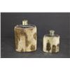 Image 4 : (2) Cow Hide Liquor Flasks, Regina and Saskatoon