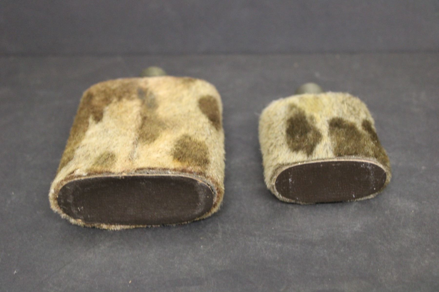 (2) Cow Hide Liquor Flasks, Regina and Saskatoon Bodnarus Auctioneering