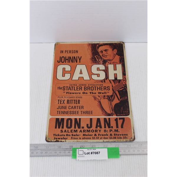 Johnny Cash Reproduction Concert Tin Sign - 8'' x 12''