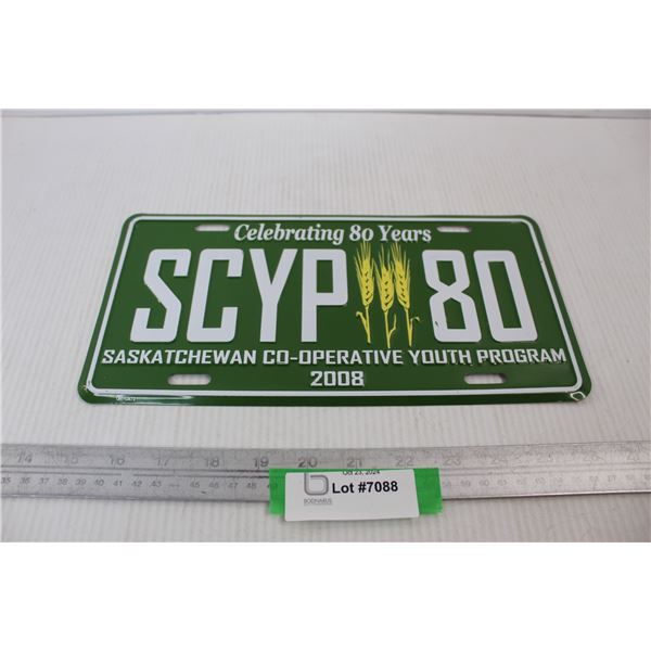 2008 Saskatchewan Co- operative Youth program License Plate 80 Year Celebration