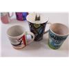 Image 4 : (2) Dinosaur Mugs, Metal Measuring Cups, Lego Mug, (2) Carpet Samples?, Misc.