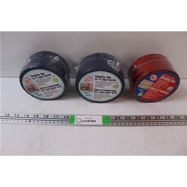 (3) Tuck Tape Rolls: (2) Vapor Barrier Rolls, (1) Sheathing Tape Rolls - NIB