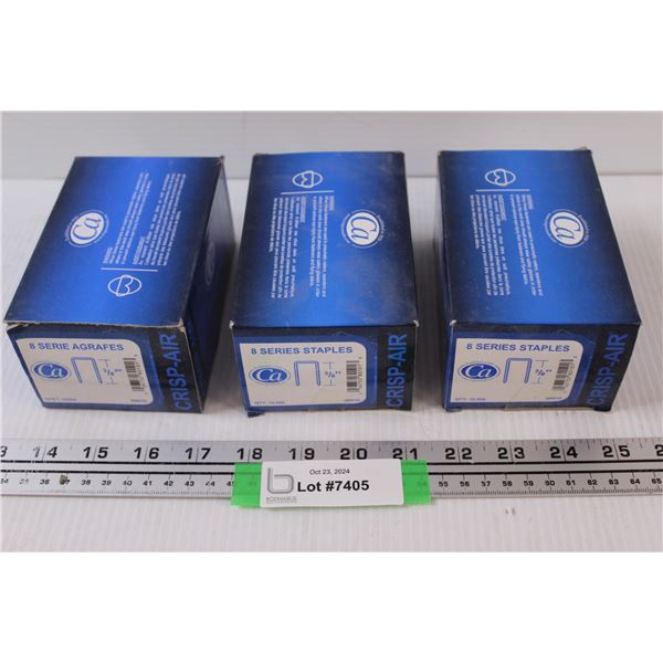 (3) Crisp Air Brand Staple Boxes - 8 Series 3/8" - NIB, Sealed