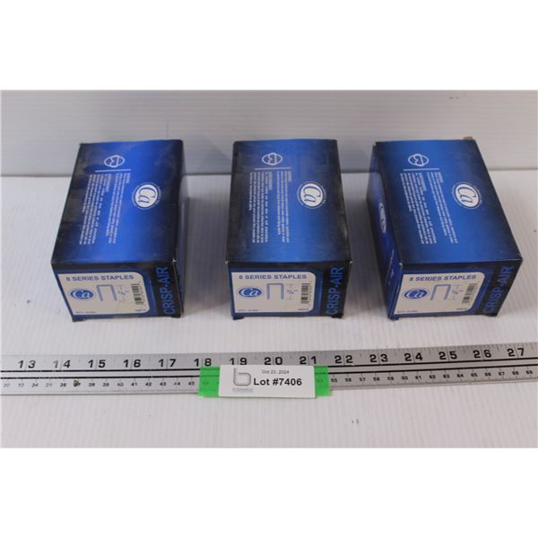 (3) Crisp Air Brand Staple Boxes - 8 Series 3/8" - NIB, Sealed
