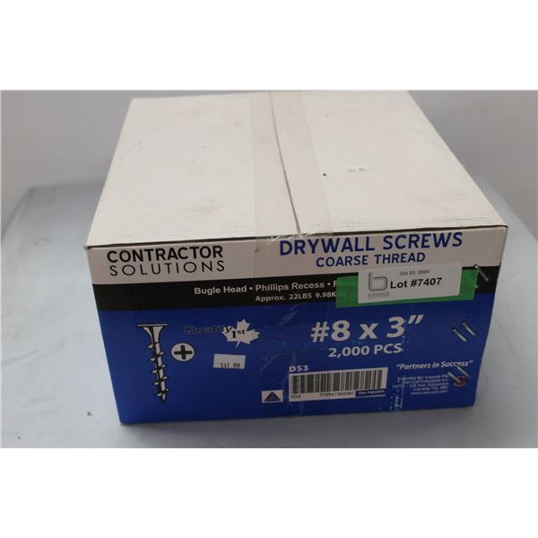 * Contractor Brand 2,000 Drywall Screws Box - #8 x 3" - NIB, Sealed