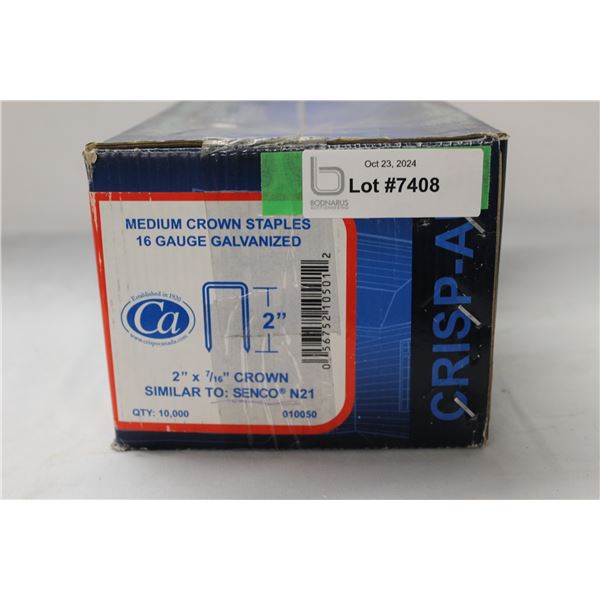* Crisp Air Brand 16 Gauge Staples in Box - 2" x 7/16" - NIB, Sealed