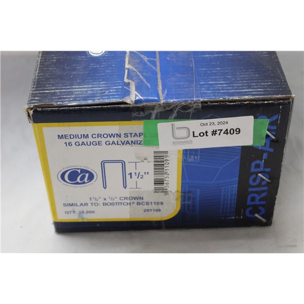 * Crisp Air Brand 16 Gauge Staples in Box - 1.5" x 1/2" - NIB, Sealed