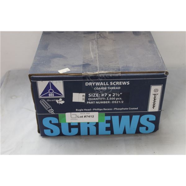 * Dee Brand Drywall Screws 2,500 in Box - #7 x 2.5" - NIB, Sealed