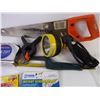 Image 6 : Several Pkgs. of Jigsaw Blades, Saw, Tape Measure, Lock and much more misc. items