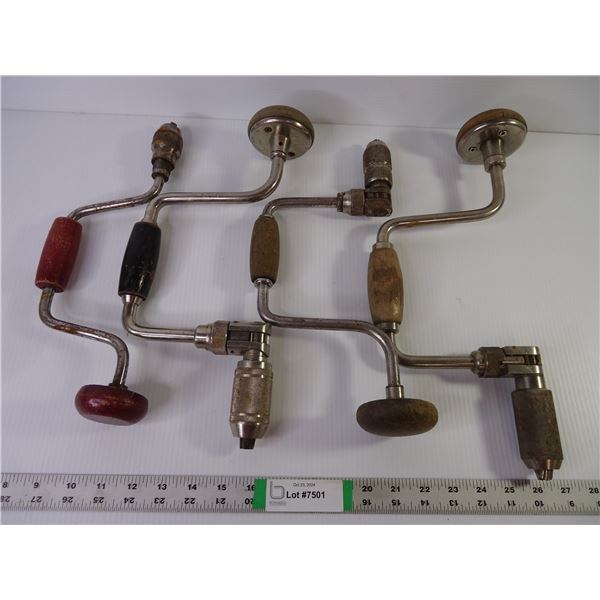 (4) Vintage Hand Brace Drills