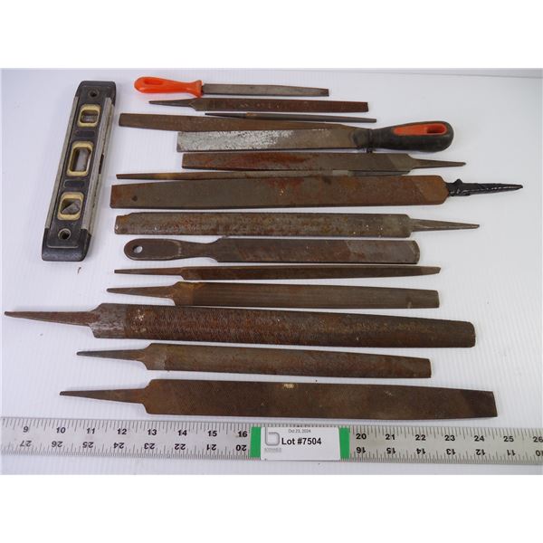 (15) Metal Files and (1) Level