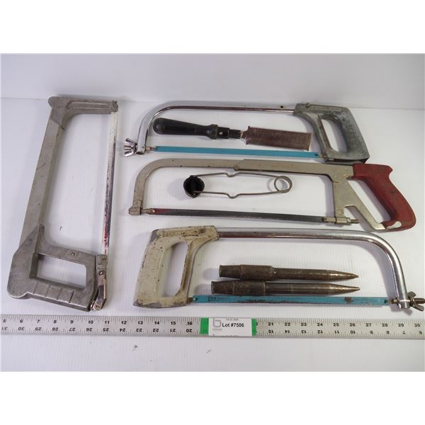 (4) Assorted Hacksaws (2) Metal Punch and misc.