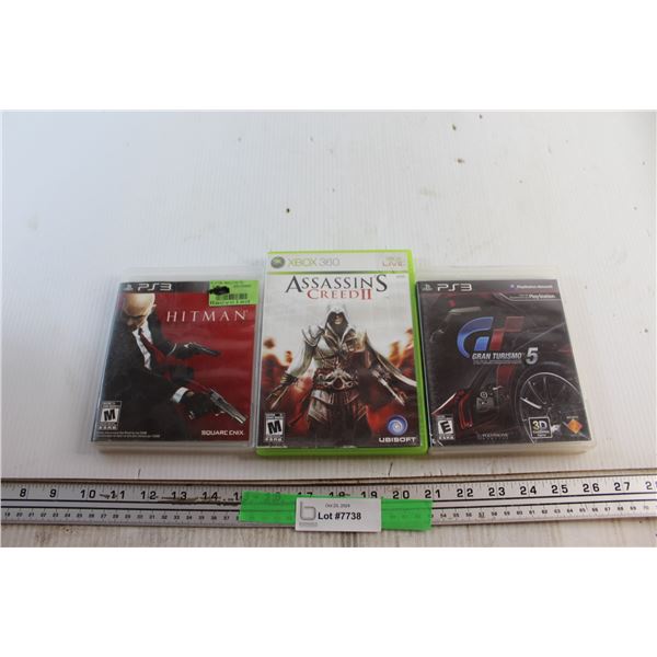 (2) PS3 & (1) Xbox360 Games - Hitman, Assassins Creed II and Grand Turismo