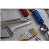 Image 12 : Whisks, Cake Servers, Knife Sharpening Roads, Spatulas, Wine Opener and Assorted Kitchenware