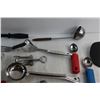 Image 6 : Whisks, Cake Servers, Knife Sharpening Roads, Spatulas, Wine Opener and Assorted Kitchenware