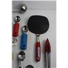 Image 9 : Whisks, Cake Servers, Knife Sharpening Roads, Spatulas, Wine Opener and Assorted Kitchenware