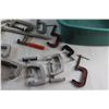 Image 6 : (15) C Clamps and Small Plastic Totes