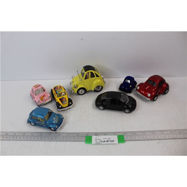 Approximately (7) Assorted Volkswagen Beetle Small Diecast Cast Cars