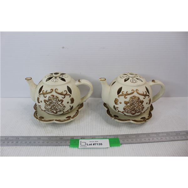 (2) Unmarked Teapot Candle Holders