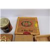 Image 4 : (6) Various Tins/ Cigar Boxes- (1) Is Damaged , Greatlite Flash Light- Powers on
