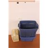 Image 1 : *(2) Rubbermaid Tubs (1) Missing Lid, Large Water Jug