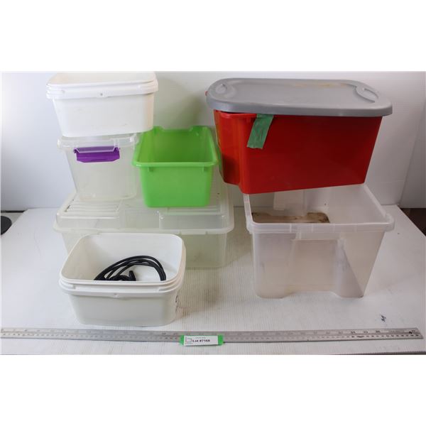 (7) Various Different Sized Containers, TV HDMI Cord, General Electric Appliance Cord