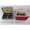 Image 1 : Lot Of Assorted Nuts/ bolts, Misc., Pizza Hut Igloo Cooler, Cash Box