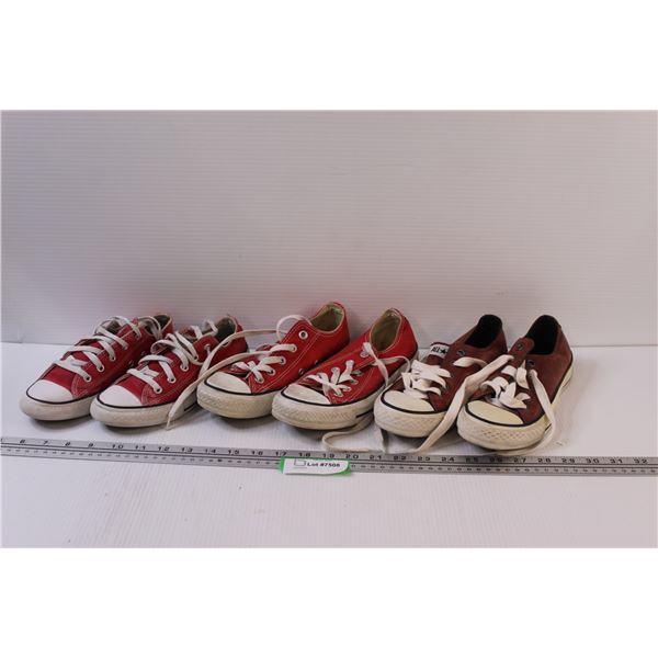 (3) Kid's Converse Shoes - Sizes 1 & 3