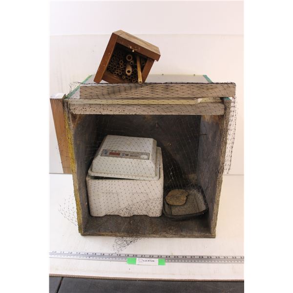 * Bee House - with cocoon nests in a homemade bird protector with over 200 live cocoons 15.5" x 18" 